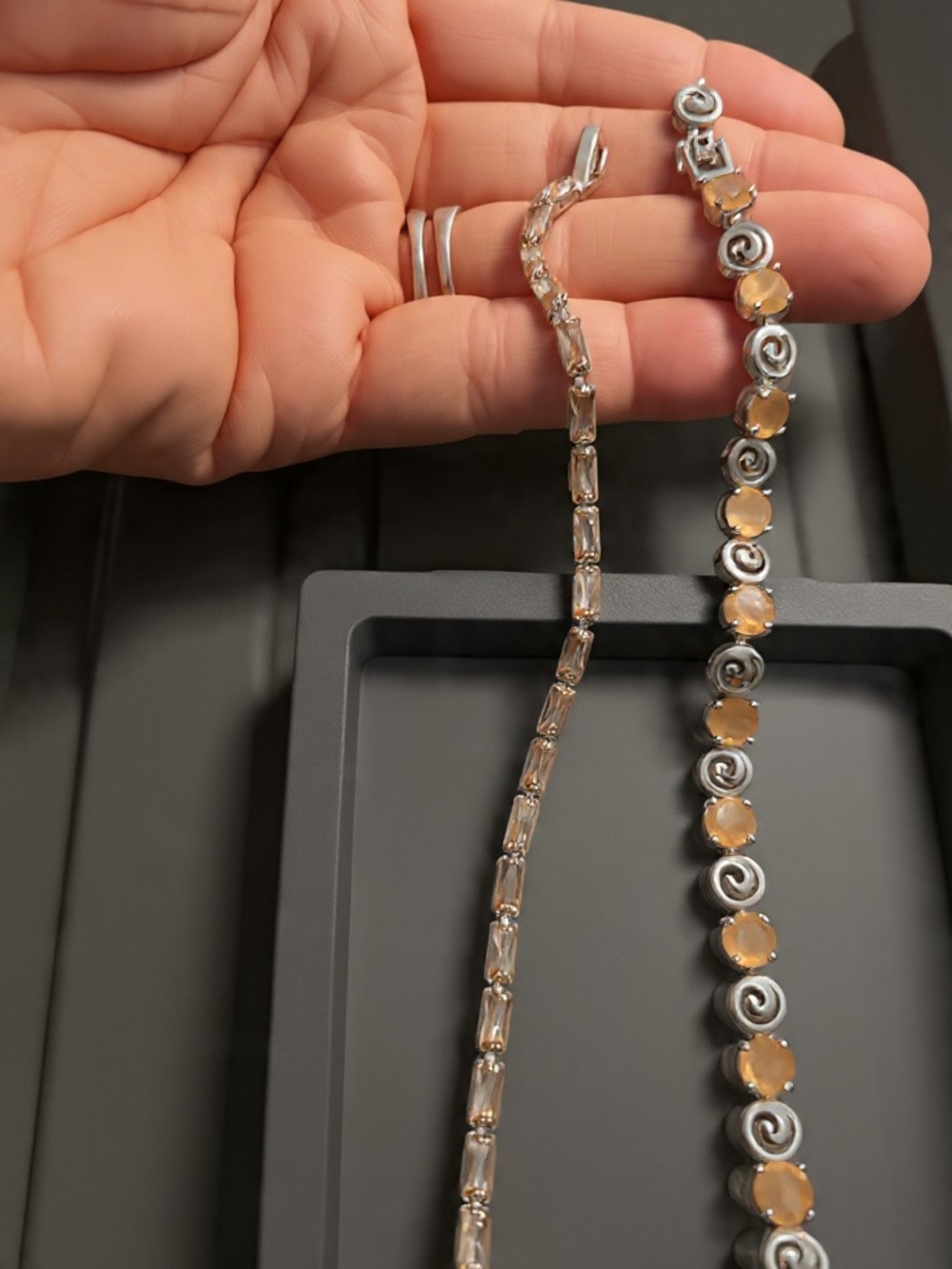Champagne Gemstone Tennis Bracelet in Silver - Unbranded